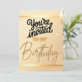 Luxury Birthday Einladung - Stilvolle Skripte & 3D (Stehend Vorderseite)