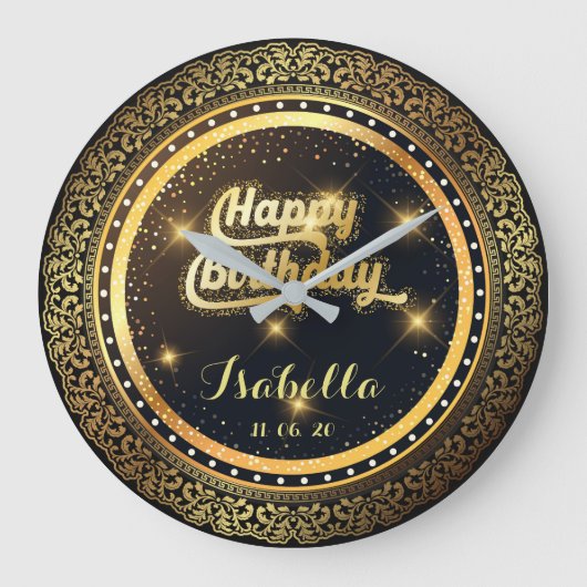 Luxury birthday Wall Clock With light effects Große Wanduhr (Vorderseite)