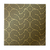Luxury Black and Gold Abstract Maze Fliese (Vorderseite)