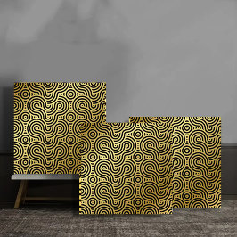 Luxury Black and Gold Abstract Maze Fliese