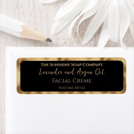 Luxury Black and Gold Cosmetics Jar Label (Insitu)
