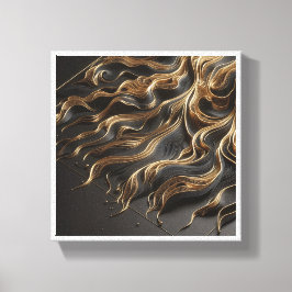 Luxury Black and Gold Filigree Waves - Elegant 3D Leinwanddruck