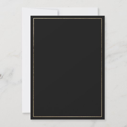Luxury black and gold floral RSVP Einladung (Rückseite)