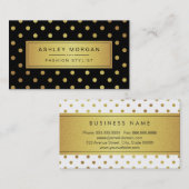Luxury Black and Gold Glitzer Polka Dots Visitenkarte (Vorne/Hinten)