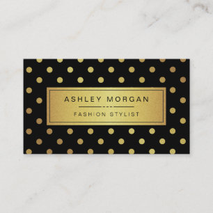 Luxury Black and Gold Glitzer Polka Dots Visitenkarte