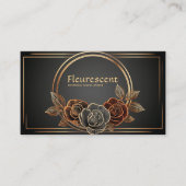 Luxury Black and Gold Line Art Rose Floral Visitenkarte (Vorderseite)