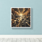 Luxury Black and Gold Liquid Marble - Modern Abstr Leinwanddruck (Insitu (Holzboden))