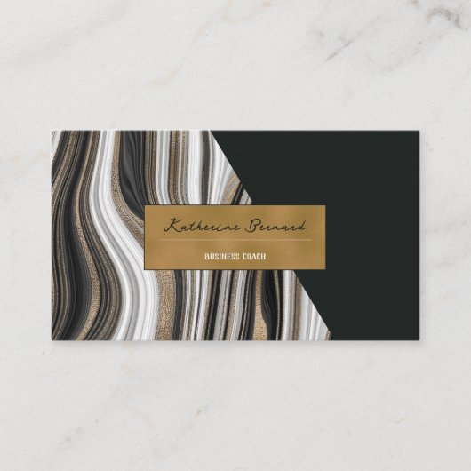 Luxury Black and Gold Marble Business Coach Card Visitenkarte (Vorderseite)