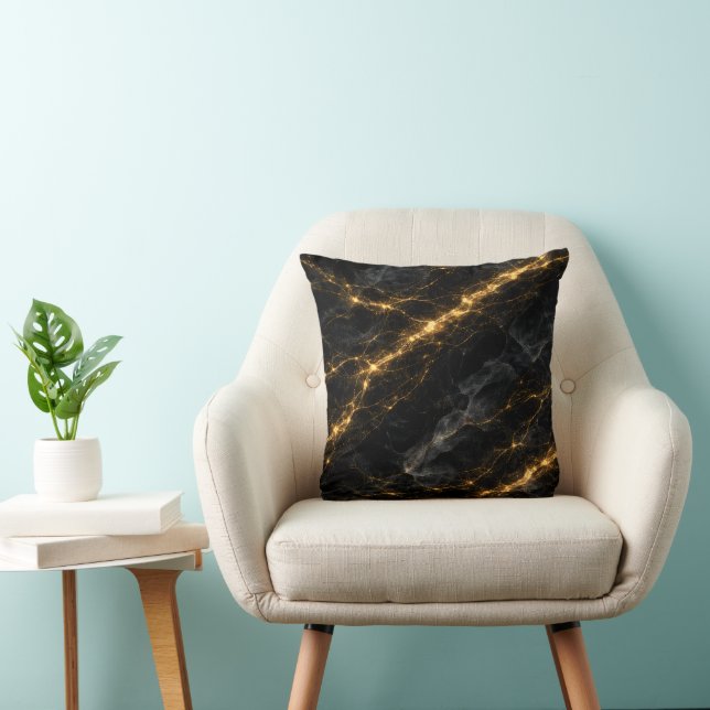 Luxury Black and Gold Marble Throw Pillow Kissen (Stuhl )