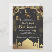 Luxury Black and Gold Mosque Iftar Dinner Einladung (Vorderseite)