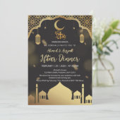 Luxury Black and Gold Mosque Iftar Dinner Einladung (Stehend Vorderseite)