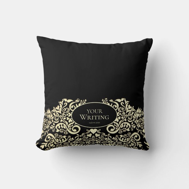 Luxury Black and Gold Personalized Kissen (Vorderseite)