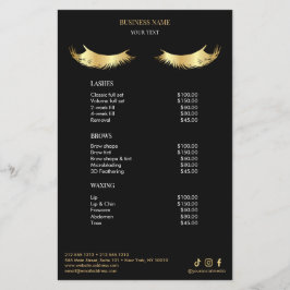 Luxury Black and Gold Salon Price List Menu Flyer