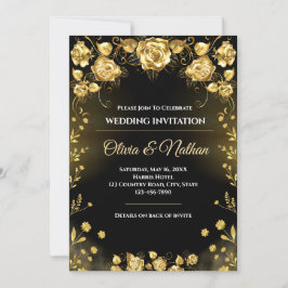 Luxury Black and Gold Wedding Invitation Einladung