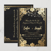 Luxury Black and Gold Wedding Invitation - Elegant Postkarte (Vorne/Hinten)