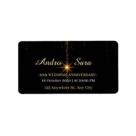 Luxury Black and Gold Wedding Return Address Label Adressaufkleber