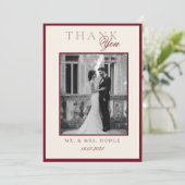 Luxury Black and white photo Wedding Thank You Einladung (Stehend Vorderseite)