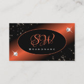Luxury Black Blush Glitzer Stars Jewels Monogram Visitenkarte (Vorderseite)