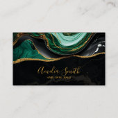 Luxury Black & Emerald Green Marble with Gold Visitenkarte (Vorderseite)