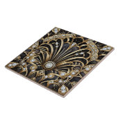 Luxury Black & Gold Art Deco Ceramic Tile  Fliese (Seite)