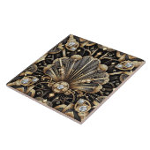 Luxury Black & Gold Art Deco Ceramic Tile  Fliese (Seite)