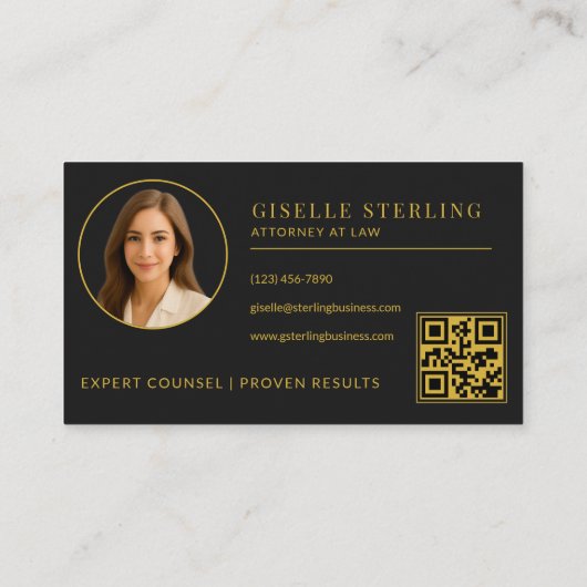 Luxury Black Gold Attorney at Law QR Code Visitenkarte (Rückseite)