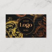 Luxury Black & Gold Baroque Custom Logo QR Code Visitenkarte (Vorderseite)