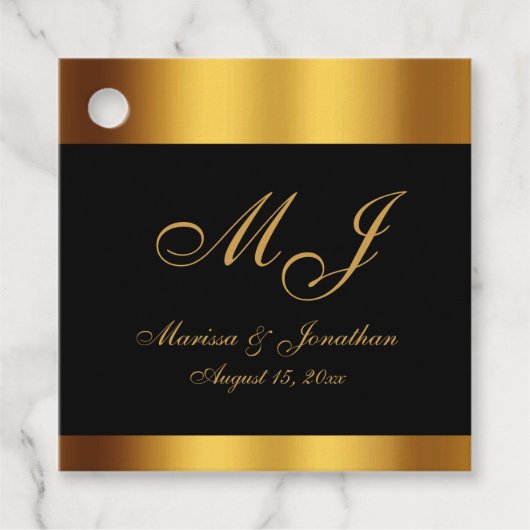Luxury Black Gold Border Wedding Vielen Dank Geschenkanhänger (Vorderseite)
