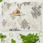 Luxury Black & Gold Botanical Fox Art (1) Geschirrtuch (Gefaltet)