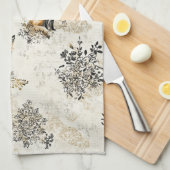 Luxury Black & Gold Botanical Fox Art (1) Geschirrtuch (Viertel Falte)