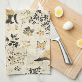 Luxury Black & Gold Botanical Fox Art (2) Geschirrtuch (Viertel Falte)