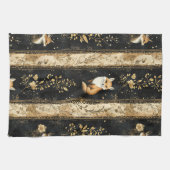Luxury Black & Gold Botanical Fox Pattern (1) Geschirrtuch (Horizontal)