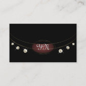 Luxury Black Gold Burgundy Initials Rhinestones Visitenkarte (Vorderseite)