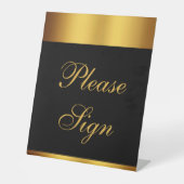Luxury Black Gold Calligraphy Wedding Bitte unterz Sockelschild (Vorderseite)