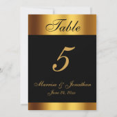 Luxury Black Gold Calligraphy Wedding Tischnummer (Rückseite)