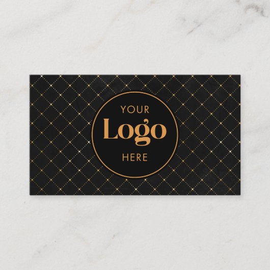 Luxury Black & Gold Custom Company Logo QR Code Visitenkarte (Vorderseite)