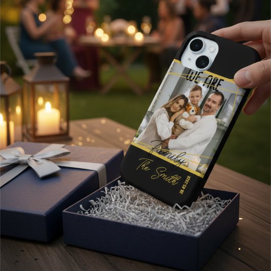 Luxury Black & Gold Custom Family Photo Keepsake Case-Mate iPhone Hülle