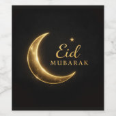Luxury Black & Gold Eid Mubarak – Elegant Weinetikett (Einzelnes Label)