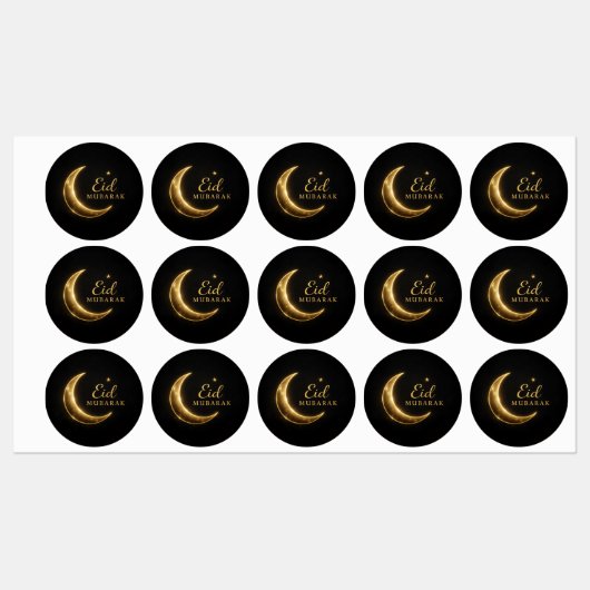 Luxury Black & Gold Eid Mubarak Stickers– Elegant Etiketten (Blatt)