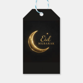Luxury Black & Gold Eid Mubarak Stickers– Elegant Geschenkanhänger