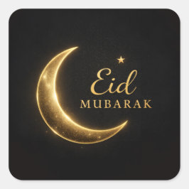Luxury Black & Gold Eid Mubarak Stickers– Elegant Quadratischer Aufkleber