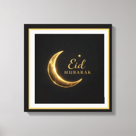 Luxury Black & Gold Eid Mubarak Wall Art – Elegant Leinwanddruck