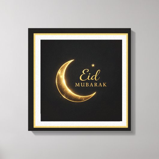 Luxury Black & Gold Eid Mubarak Wall Art – Elegant Leinwanddruck (Vorderseite)