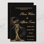 Luxury Black & Gold Elegant Wedding Invitation Einladung (Vorne/Hinten)
