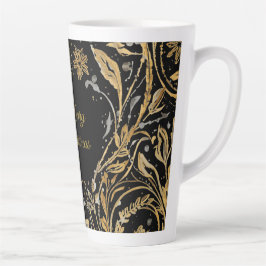Luxury Black Gold Flowers Pattern, Merry Christmas Milchtasse