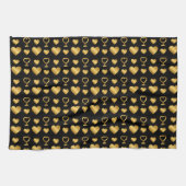 Luxury Black Gold Foil Hearts Geschirrtuch (Horizontal)