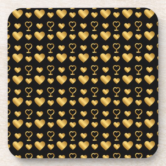 Luxury Black Gold Foil Hearts Getränkeuntersetzer (Vorderseite)