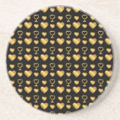 Luxury Black Gold Foil Hearts Getränkeuntersetzer (Vorne)