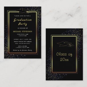 Luxury Black Gold Gerahmt Abschluss Einladung