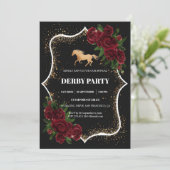 Luxury Black & Gold Glitter Kentucky Derby Invitat Einladung (Stehend Vorderseite)
